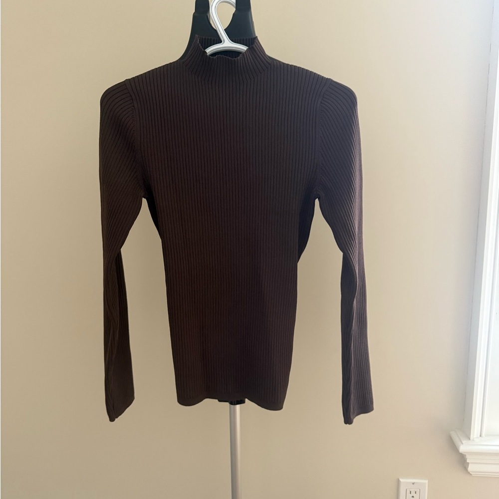 Babaton New Brown Ribbed Sweater